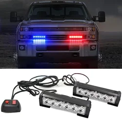 12LED Car Warning Strobe Light Strip Remote Control Auto Daytime Running Police Emergency Lamp 2 In 1 12V For Car Trucks Moto