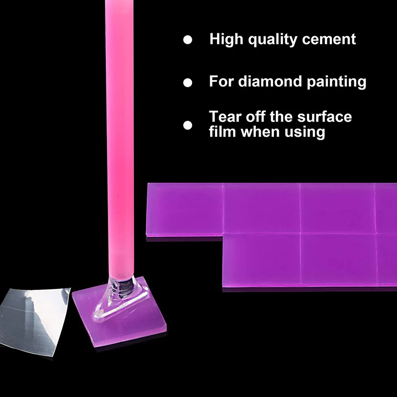 2x2cm Diamond Painting Glue Clay Wax Mud DIY Purple Embroidery Tool kit Set Cross Stitch Dotting Glues With Pen Accessories