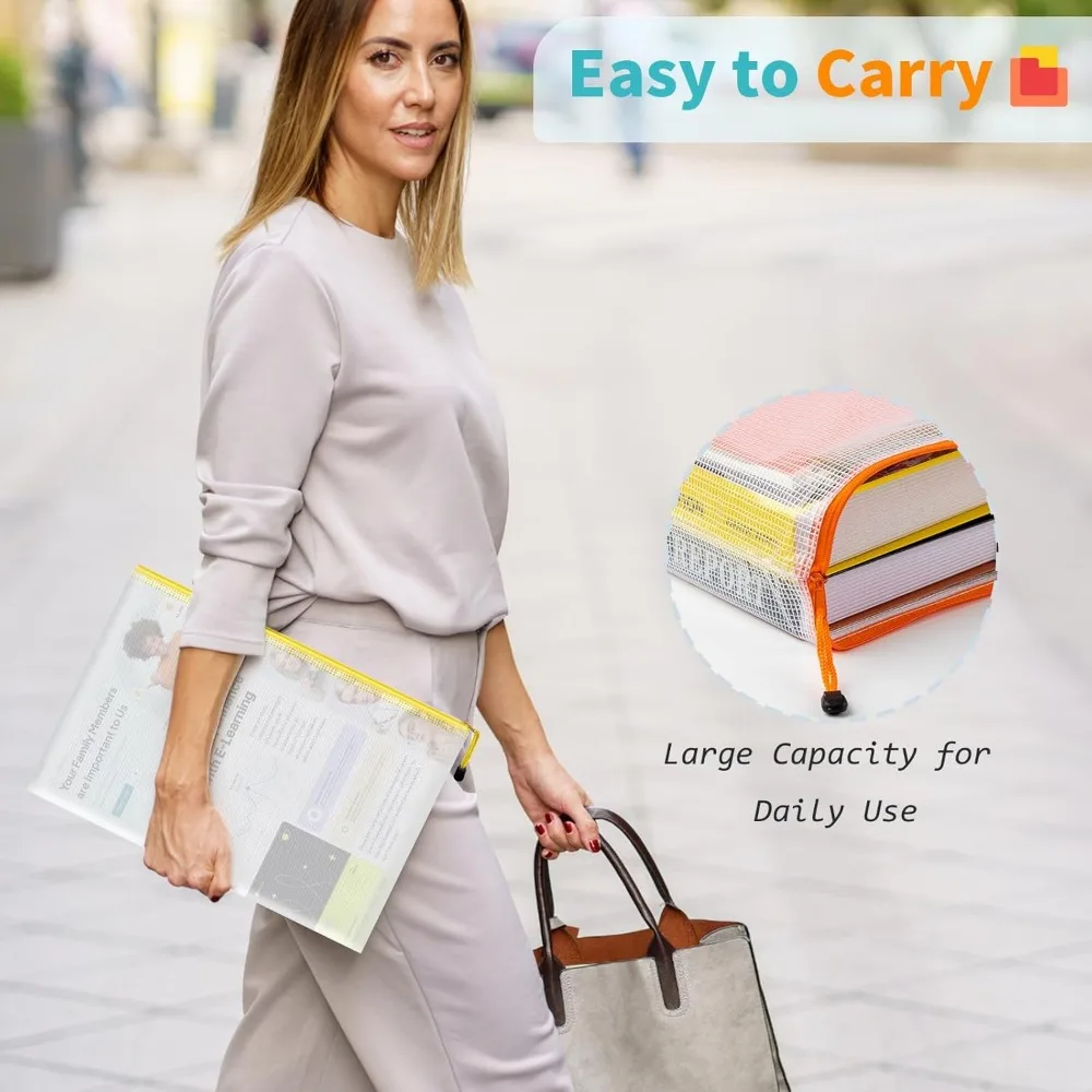 24 عبوة من أكياس بسحاب مكونة من 12 لونًا للتنظيم، وحجم الحروف، وحجم A4، وحقائب بسحاب لتخزين ألعاب اللوحة، ومستلزمات المكتب