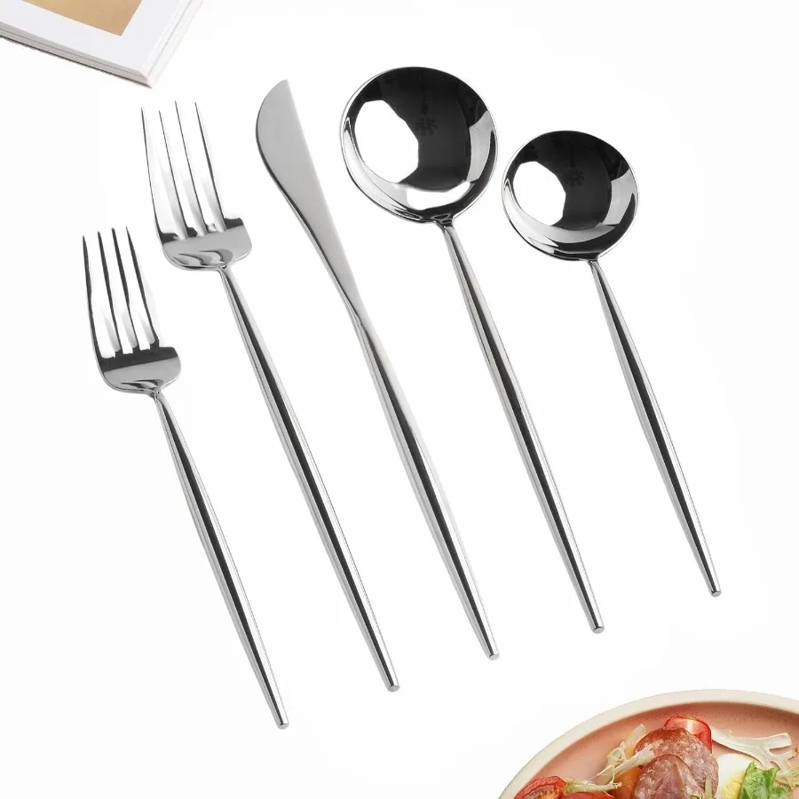 

Набор столовых приборов из нержавеющей стали 18, 10, 2 набора столовых приборов из 5 сверхмощных ложек и вилок, набор кухонной утвари из нержавеющей стали Adal