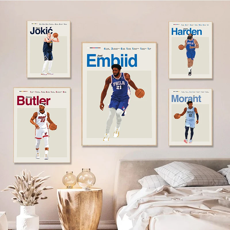 Minimalist Animation Famous Basketball star athlete Modern Sport Enthusiasts Posters Canvas Paintings Wall Dormitory Home Decor