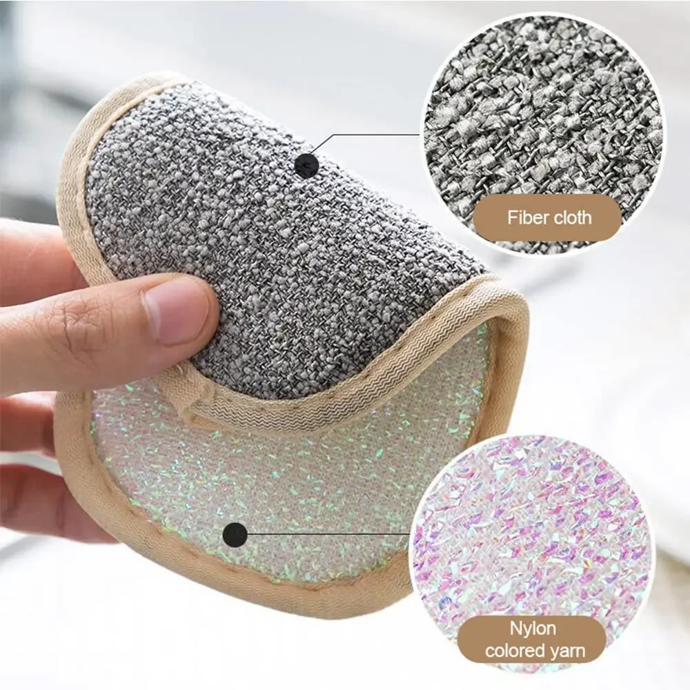 Double Sided Kitchen Cleaning Magic Sponge, Non-Scratch Microfiber Sponge, Reusable Scouring Pad for Scrubbing Cleaning of Dishe