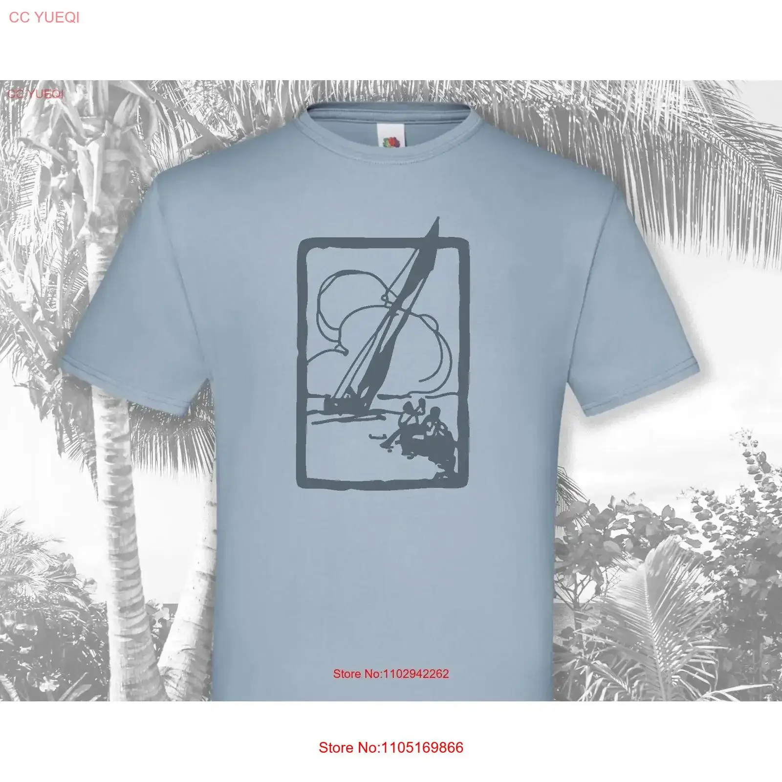 Sail Boat Silhouette T Shirt Birthday Summertime Size S 3XL vintage Washed Versatile homme fashion Soft graphic Stretched