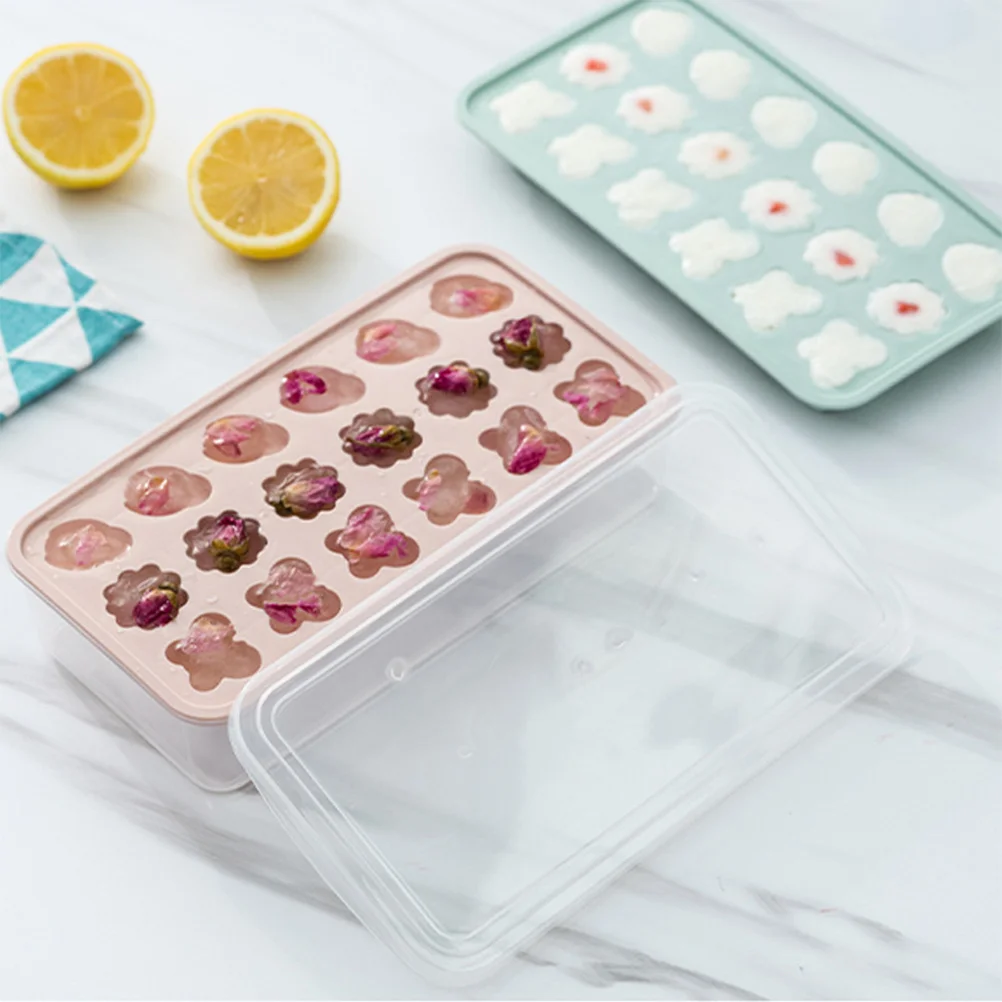 

2Pcs Ice Cube Mold Silicone Square Flower Shape Ice Maker for Home Use Creative DIY Jelly Candy Chocolate Tray