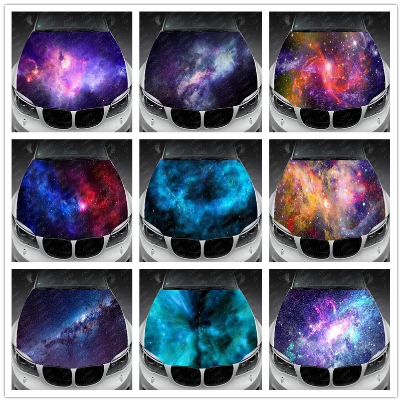 Abstract Blue Galaxy Car Hood Vinyl Stickers Wrap Vinyl Film Engine Cover Decals Sticker Car Auto Accessories Decoration