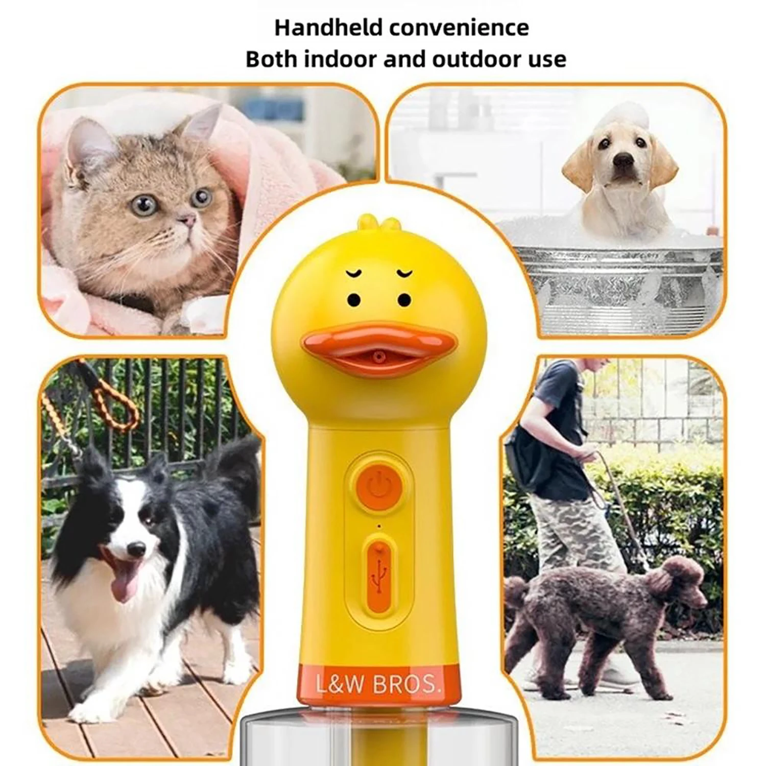 Handhold Electric Little Yellow Duck Bubble Machine Foam Dispenser Dogs Cleaning Shower Gel Dilution Bottle Pets Bathing Bubbler