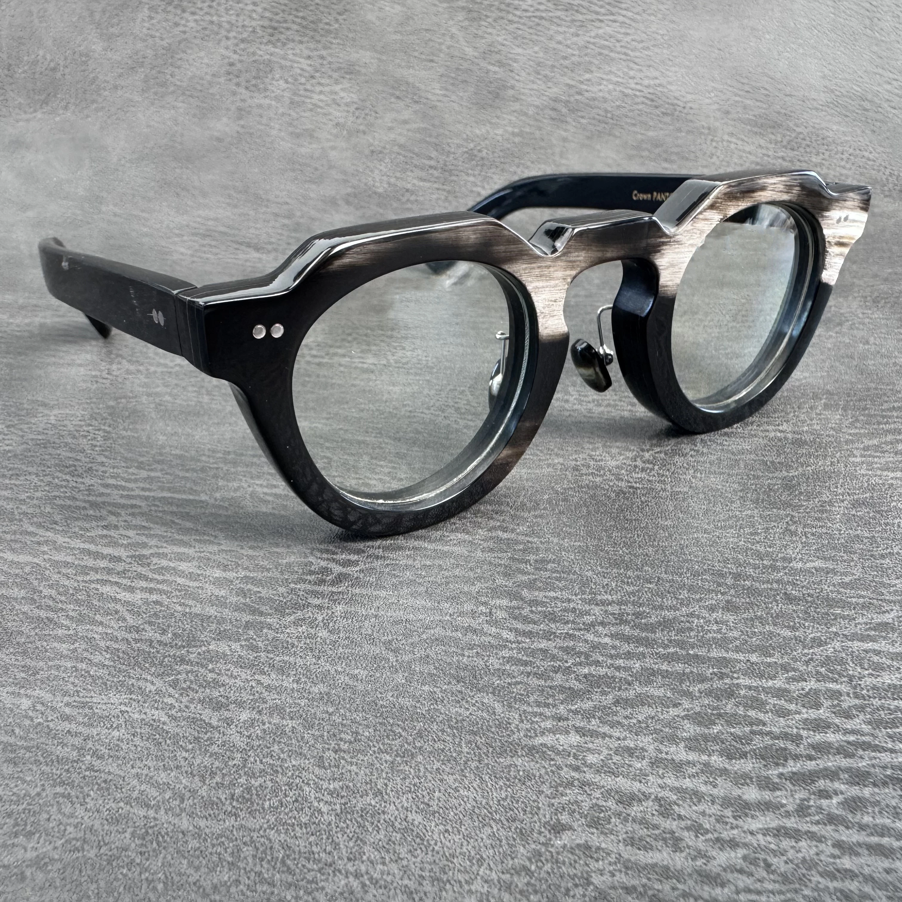 Men's Glasses Frame Thick Stripes Polygon Unique Handmade Buffalo Horn Eyeglass Frames Prescription Optical Eyeglasses - view 3
