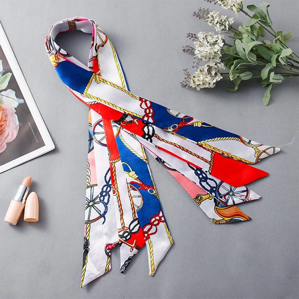 Stylish Double-Sided Silk Scarf with Streamer - usage example
