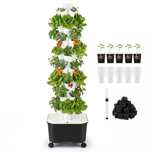 

8-Tier 40-Pod Vertical Hydroponic System With Auto Water Recirculation For Herbs, Lettuce And Small Fruits