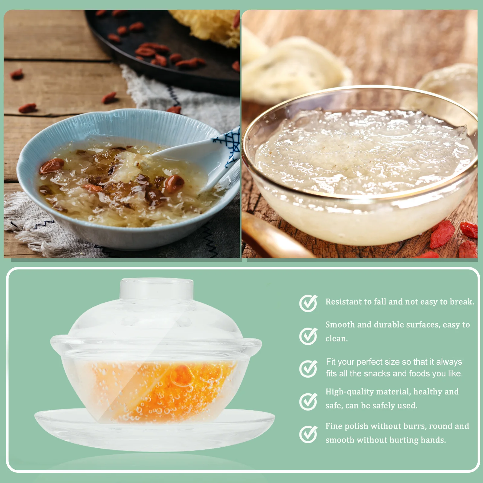 

1Set Glass Bird's Nest Bowl with Lid Versatile Food Serving Bowl Ideal for Soups Salads Desserts Glassware Food Sauce Dish