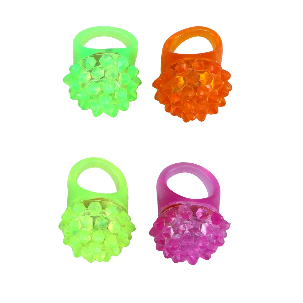 

4 Pcs Strawberry Soft Glue Ring LED Glowing Rings Halloween Rubber Shine Lovely for Kids