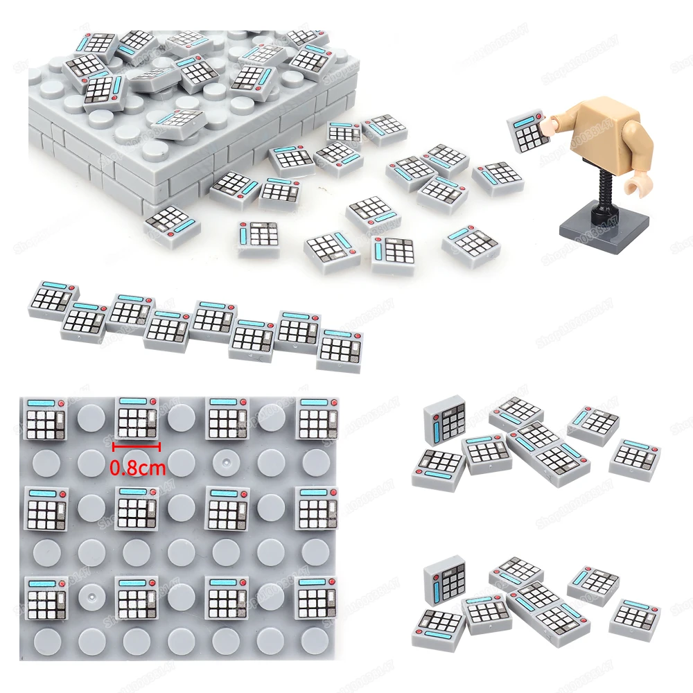 Sky Blue Screen Red Dot Calculator Pattern 3070 Printed Building Block Tiles Figures Scenes Accessories Match Model Gift Diy Toy