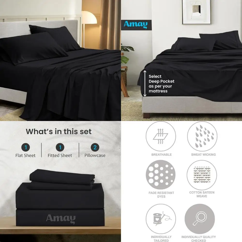 

Queen Size 100% Egyptian Cotton Sheets - 500 Thread Count, 4 Piece Set, Luxurious Softness for a Comfortable Night's Sleep