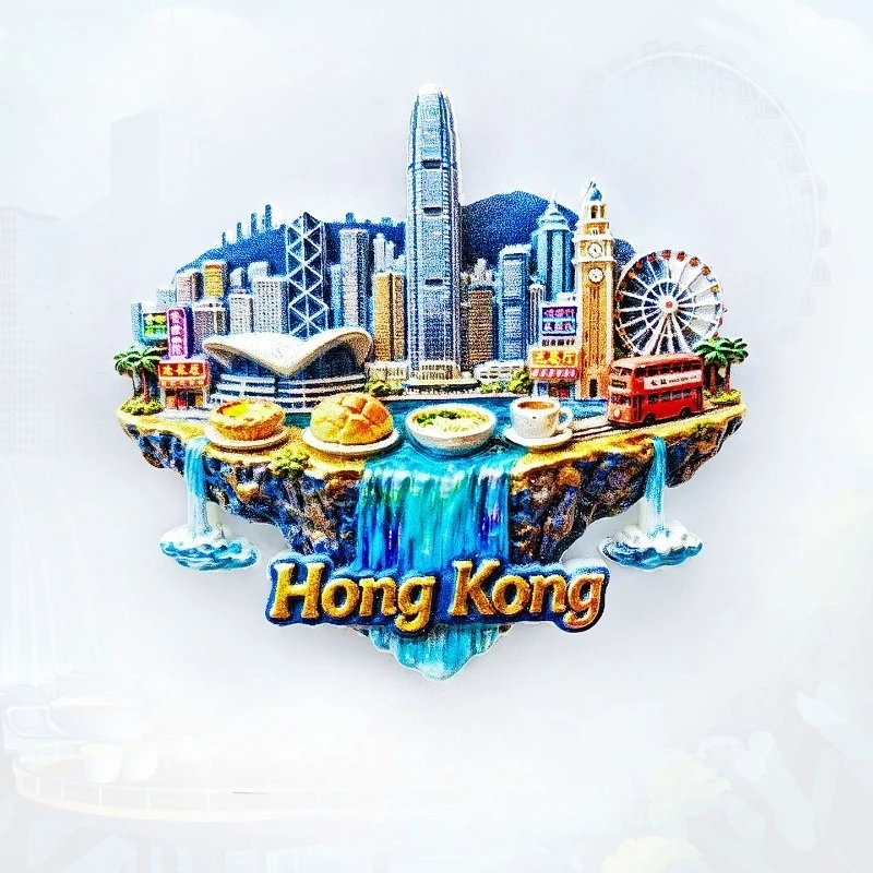 Hong Kong Fridge Magnet - Iconic 3D Pineapple Bun & Bus Souvenir Unique Local Culture Gift for Travel & Urban Kitchen Decor