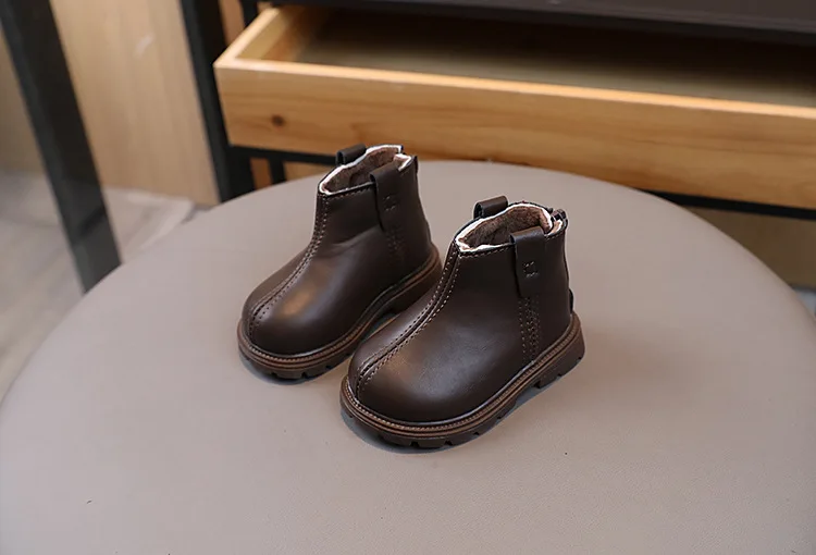 2026 Kinder Kurzstiefel Modische Jungen Schuhe Herbst Winter Leder Kinderstiefel Rutschfeste Kleinkind Mädchen Stiefel Kleinkind Schneeschuhe – Detail 10