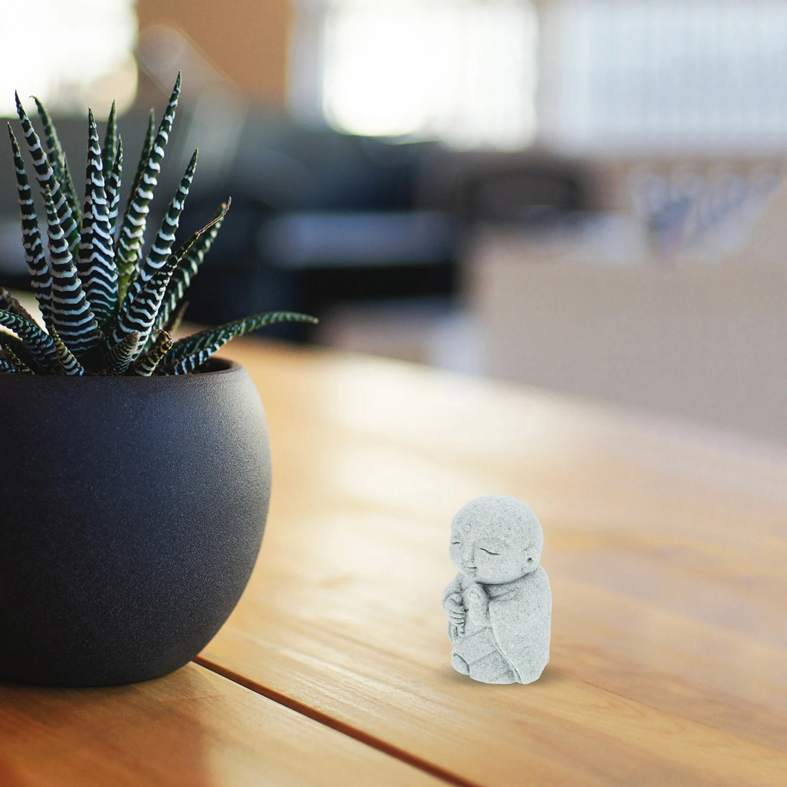 

1pc Small Buddha Indoor Desktop For Home Garden Vintage Sandstone Craft Retro Indoor Desktop Decor Zen Statue Home Decor