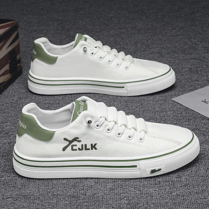 

Men's Canvas Shoes Summer Breathable Thin Slip-On Casual Board Shoes Youth Versatile Lightweight Work White Shoes