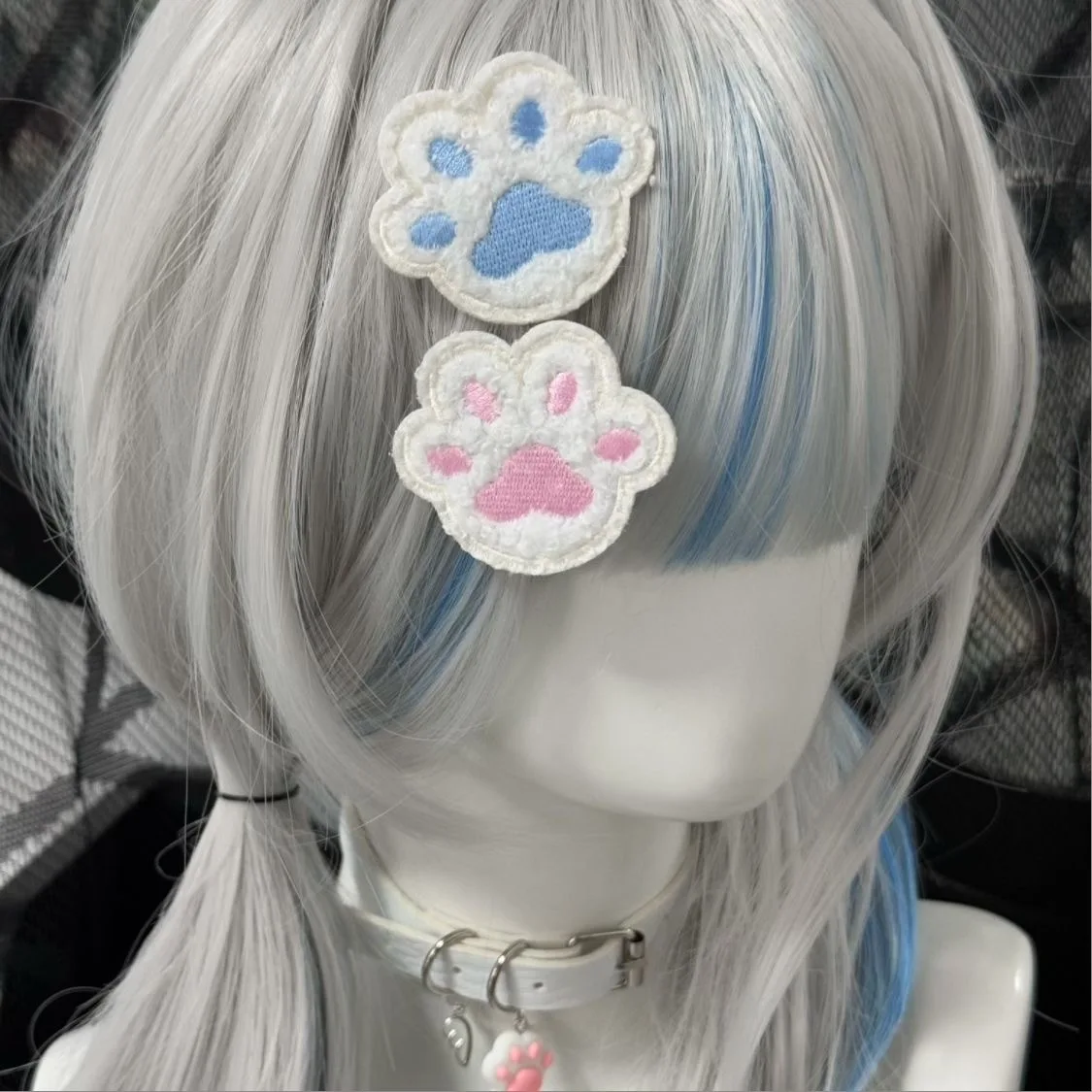 Y2K Cartoon Roze/Blauwe Kat Poot Haar Clip Hoofddeksels Reizen Haarspelden Hoofdtooi Haarspeld Lolita Haaraccessoires