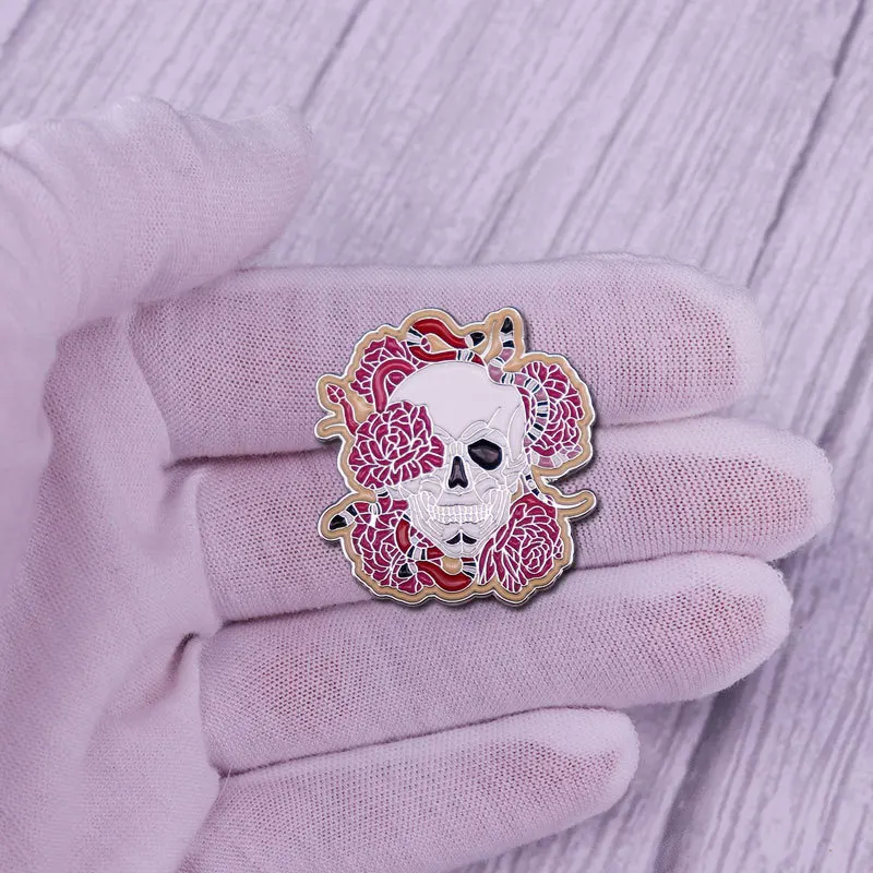 الرعب الجمجمة المينا دبوس الظلام ساحر الفن بروش القوطية الهيكل العظمي شارة هالوين دبابيس الرجال النساء مجوهرات الأزياء اكسسوارات هدايا #5