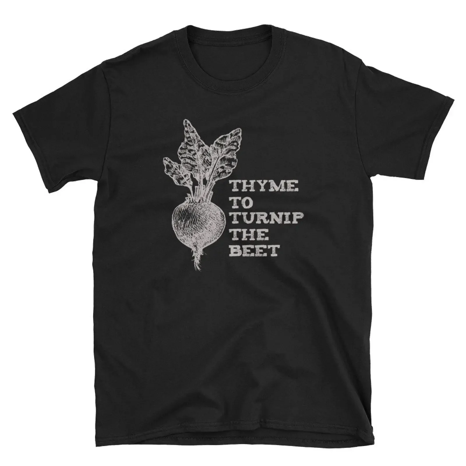 Thyme To Turnip The Beet Funny Vegetable Pun T Shirt Vegan Vegetarian Casual Top vintage Washed Comfortable Slightly Soft