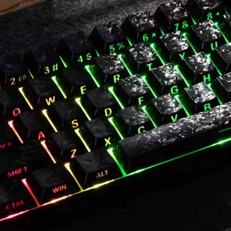 Letter Drive 2026 New 140pcs Keycaps Carbon Fiber Pattern Side Print Backlits for 60/64/68/75/87/98/104/108 Mechanical Keyboard