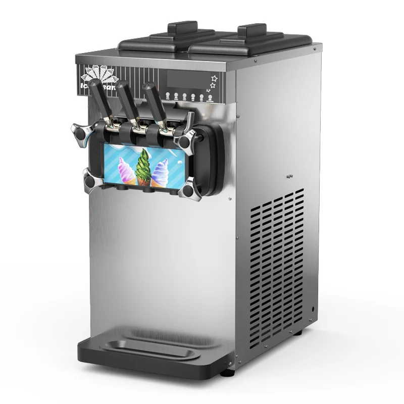 Commercial 3 Flavors Soft Serve Ice Cream Machine Countertop Ice Cream Maker