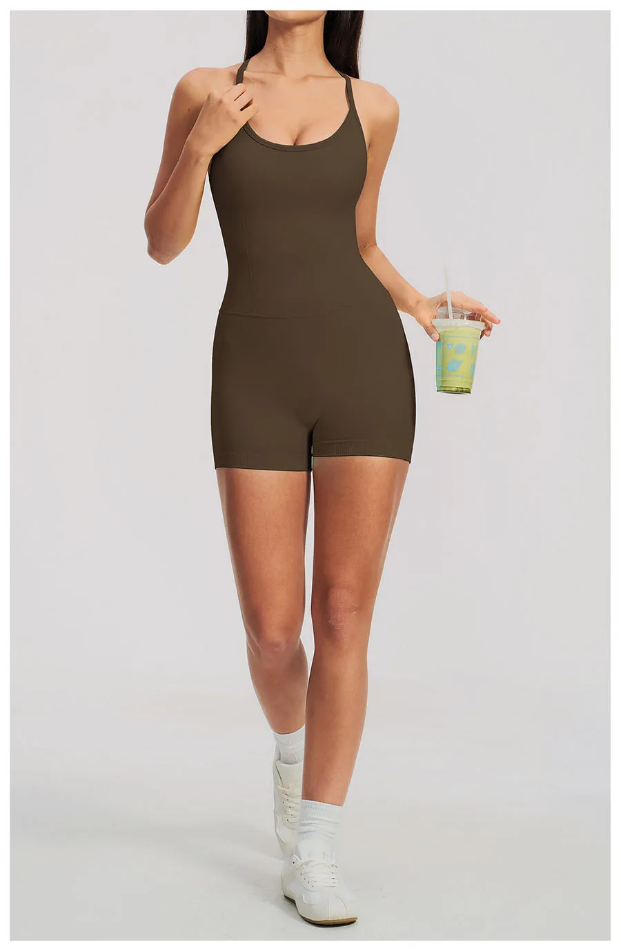 Yoga-Sets Nahtlose Gym-Jumpsuits Damen Einteiliger Sport-Bodysuit Overalls Aktivbekleidung Fitness-Trainingskleidung Kurze Outfits – Detail 7