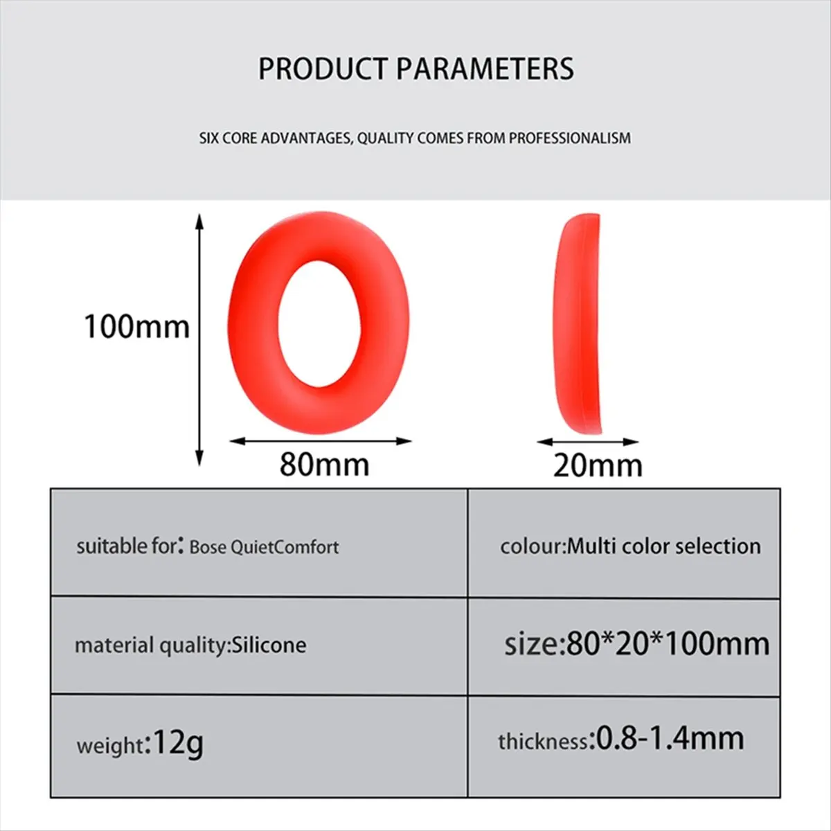 【ELEVATE LIFE】Ear Pads Replacement for QC Ultra Headphone Silicone Protective Case Earmuff Repair Parts Red