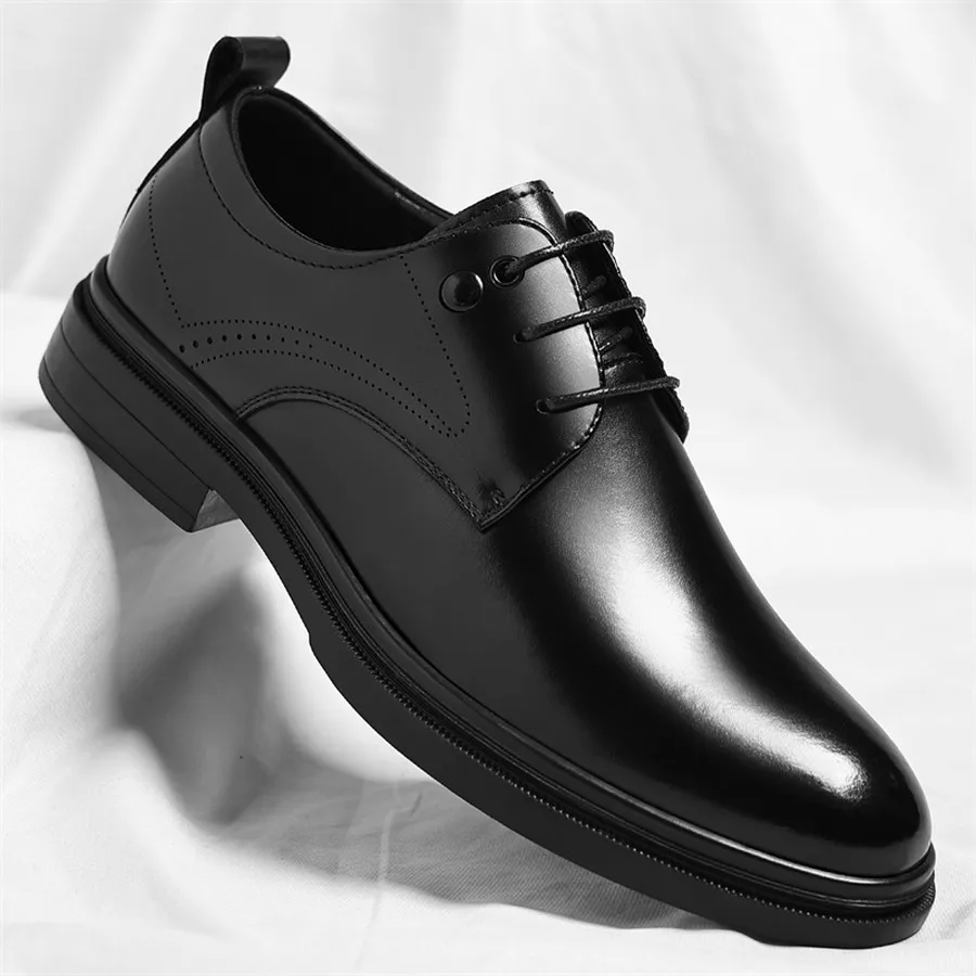Men's Formal Dress Shoes Lace-Up Thick Sole Round Toe Soft Padded for Office, Weddings and Parties