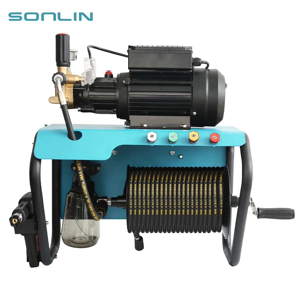 

Sonlin 2500w 150Bar Electric High Pressure Washer Commercial Triplex Pump Jet Car Washer Cleaner With 20m Hose Reel