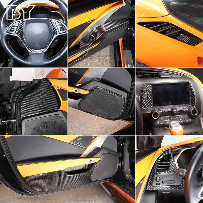 

Car Interior Soft Carbon Fiber Air Outlet Protection Trim Sticker For Chevrolet Corvette C7 2014-2019 Styling Accessories