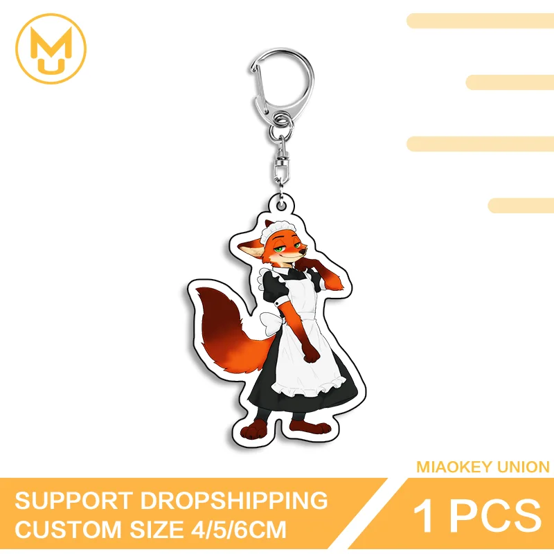

Maid Uniform Disney Nick Wilde Attractive Artistic Double Sided Key Chains Monstrous Simulated Versatile Fashion Jewelry