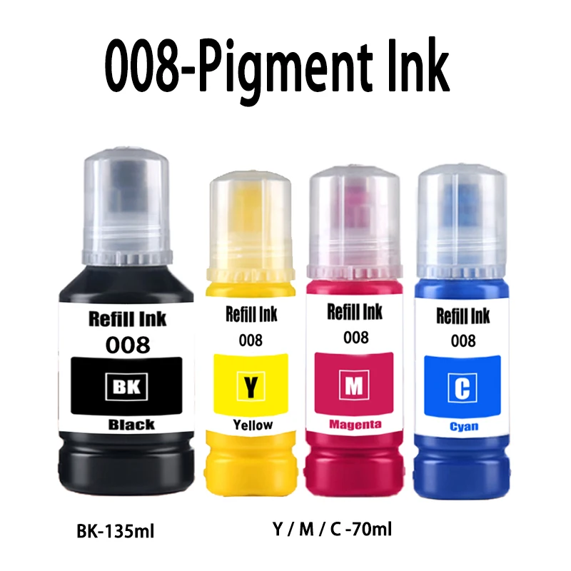 008 Refill Ink  Pigment Ink T008 For Epson Eco Tank L6460/L6490/L6550/L6570/L6580/L11160/L15150/L15160/L15180/M15140 printer