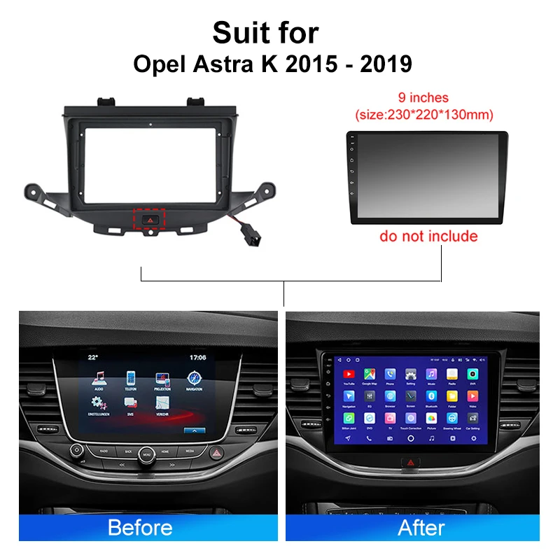 Car Radio For Opel Astra K 2015 - 2019 Android 2 Din Stereo Mounting Bezel Faceplate Frame Kit
