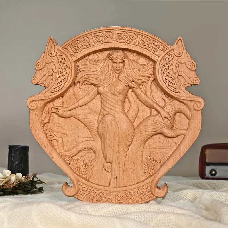 Vintage Wood Carving Icon of St. Benedict Medal of Prayer, Saint Holy Home Living Ornaments
