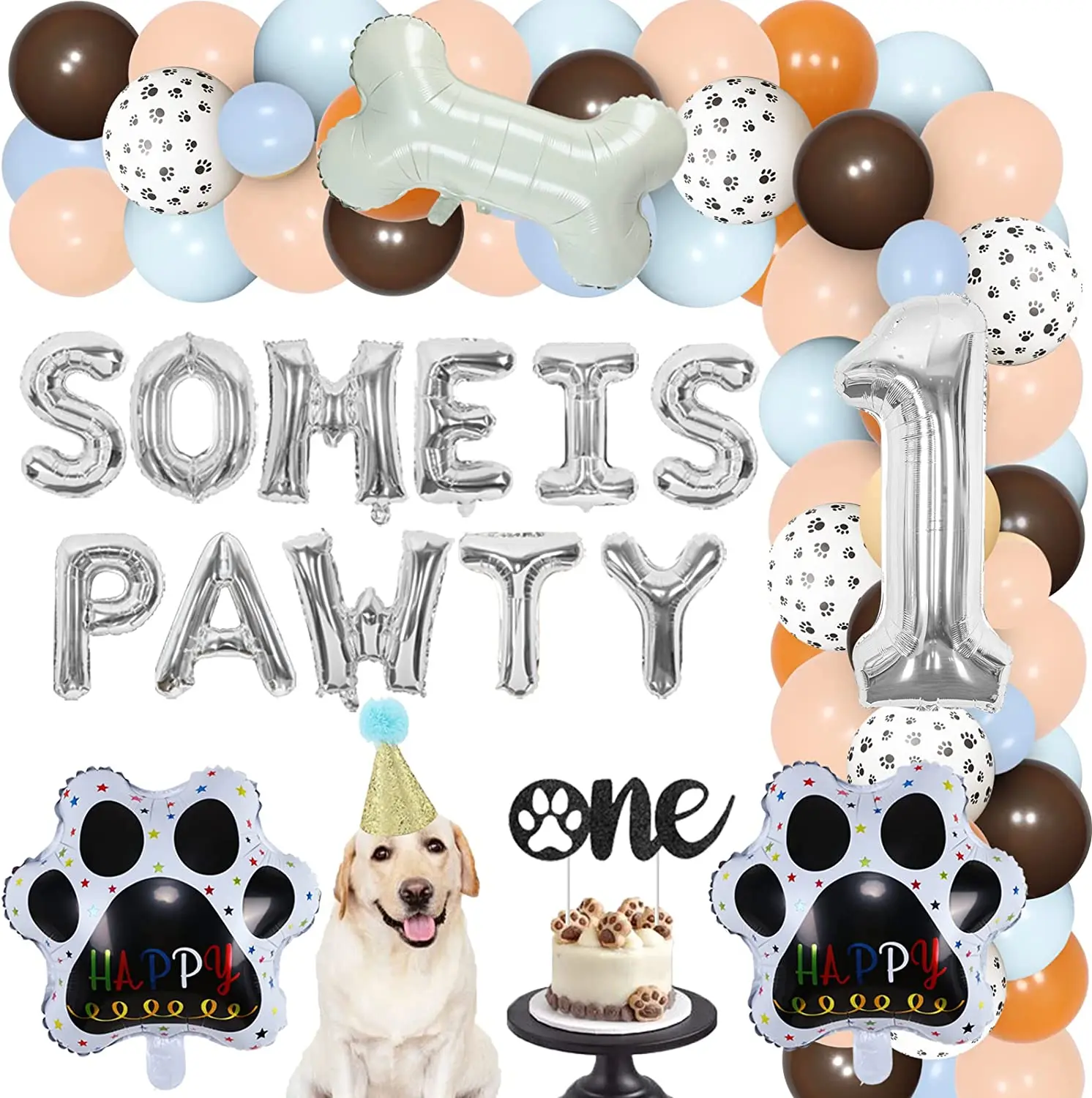 

Dog 1st Birthday Party Decorations, Balloons Garland Kit, Dog Birthday Hat, Cake Topper, Puppy Supplies