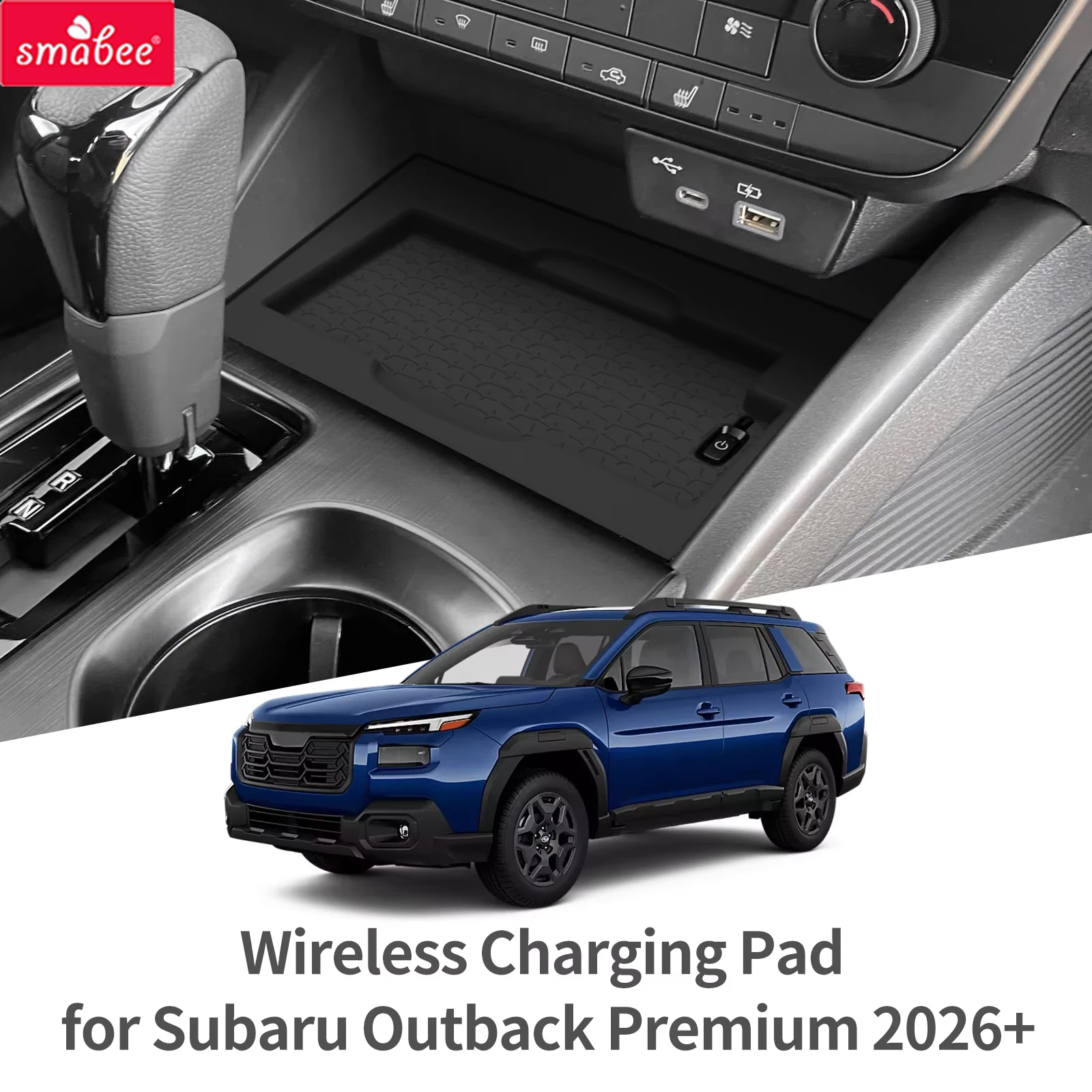 Smabee for Subaru Outback 2026 Silicone Console Wireless Charging Pad Car Phone Wireless Charger Anti Slip Mat Accessiories