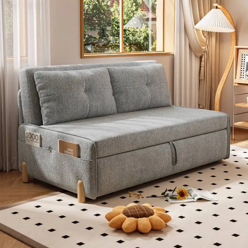 

Modern simple chenille retractable elevated sofa bed multi-functional foldable living room bedroom integrated Furniture Home