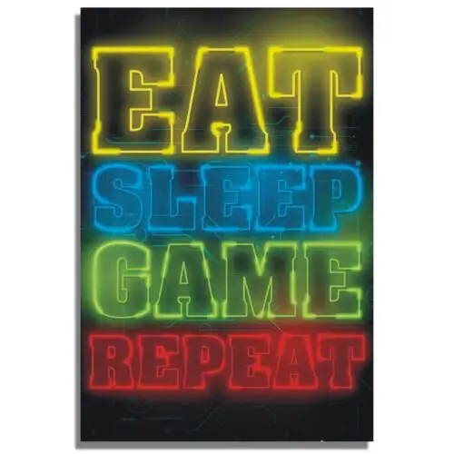 1pcs,Metal Eat Sleep Game Repeat Tin Sign Door Notice PS4 PS5 Computer Gamer