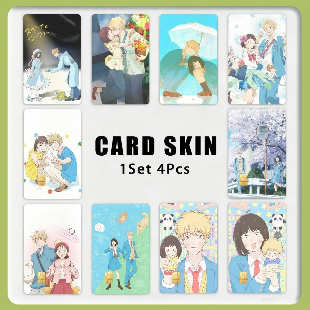 Cute M-Mitsumi Iwakura and S-Sousuke Shima 1Set 4Pcs Waterproof Card Skin Stickers for Credit Bus IC Cards