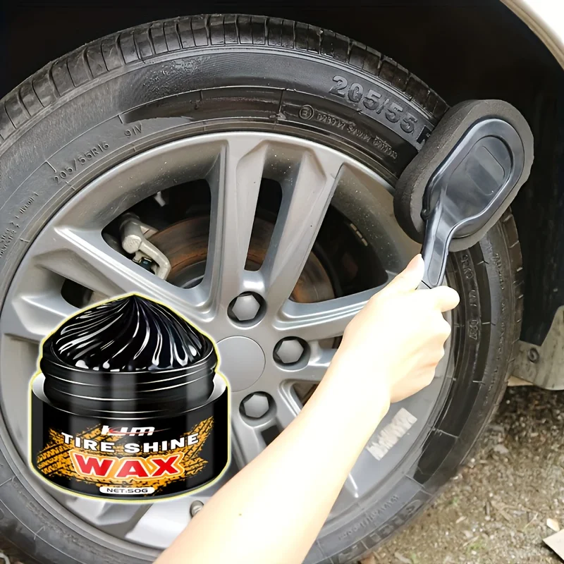 

50g Tire Coating Wax Car Tire Retreading and Film Plating Cream Tire Shine Coating Wax Auto Rubber Parts Shiny Paste Anti-Aging