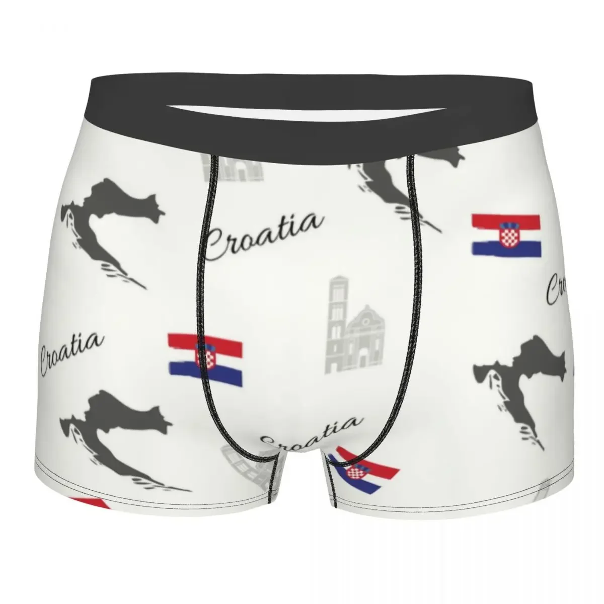 Fashion Croatia Map Flag Boxers Shorts Panties Men's Underpants Stretch Croatian Proud Briefs Underwear