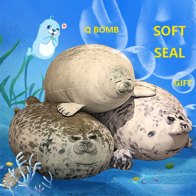 20/30/40/60/80Cm Kawaii Simulated Cartoon Seal Doll Toy Pillow Lifelike Stuffed Marine Life Seal Soft Backrest Birthday Gift