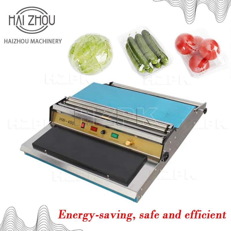 

HAIZHOU Commercial Cling Film Wrapping Machine Food Plastic Wrap Cutting Sealing Machine for Supermarket Meat Fruit Tray HW-450