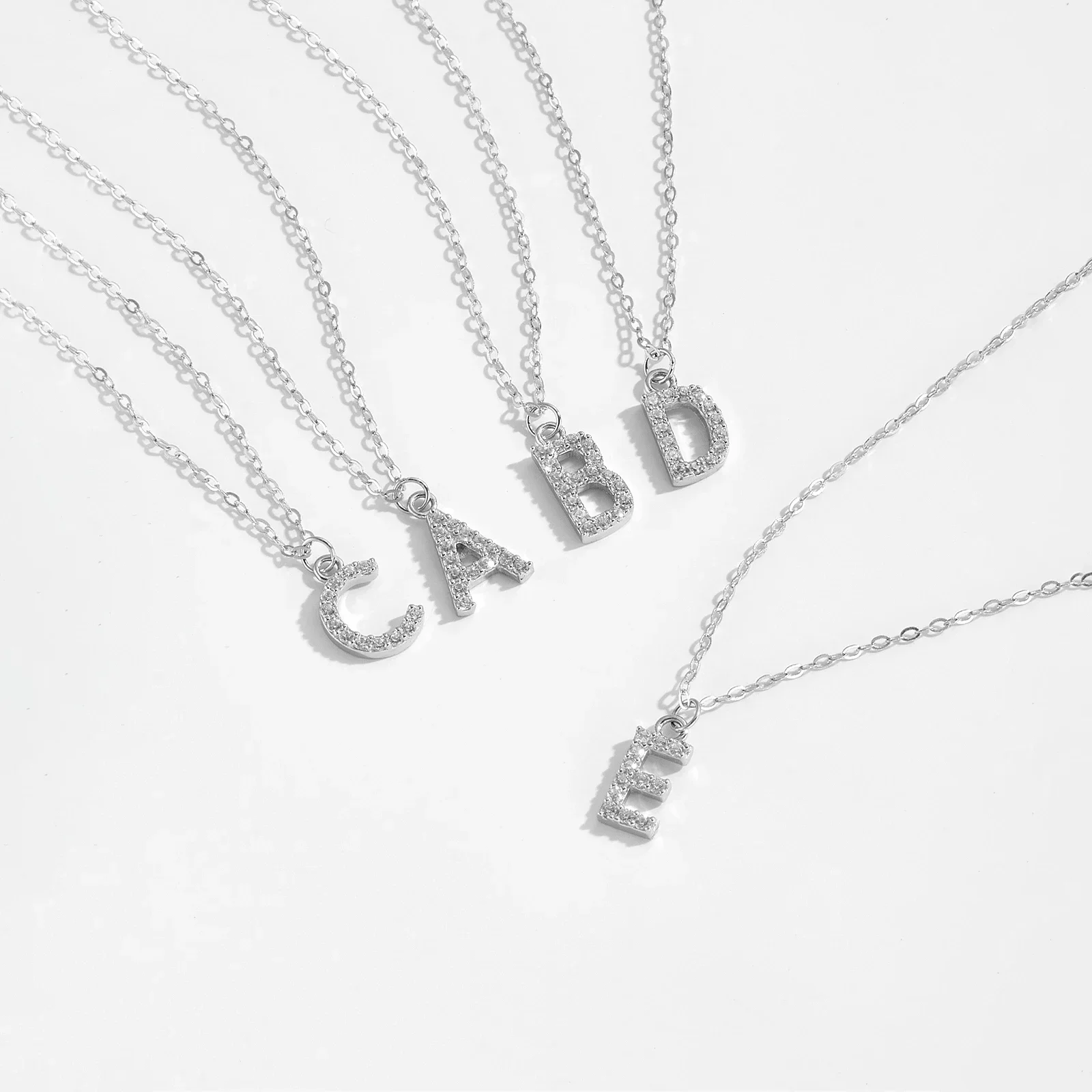 ANDYWEN 925 Sterling Silver Alphabet Initial Monogram Letter Pendant CZ Zircon Necklace Long Chain for Women Jewelry Gift