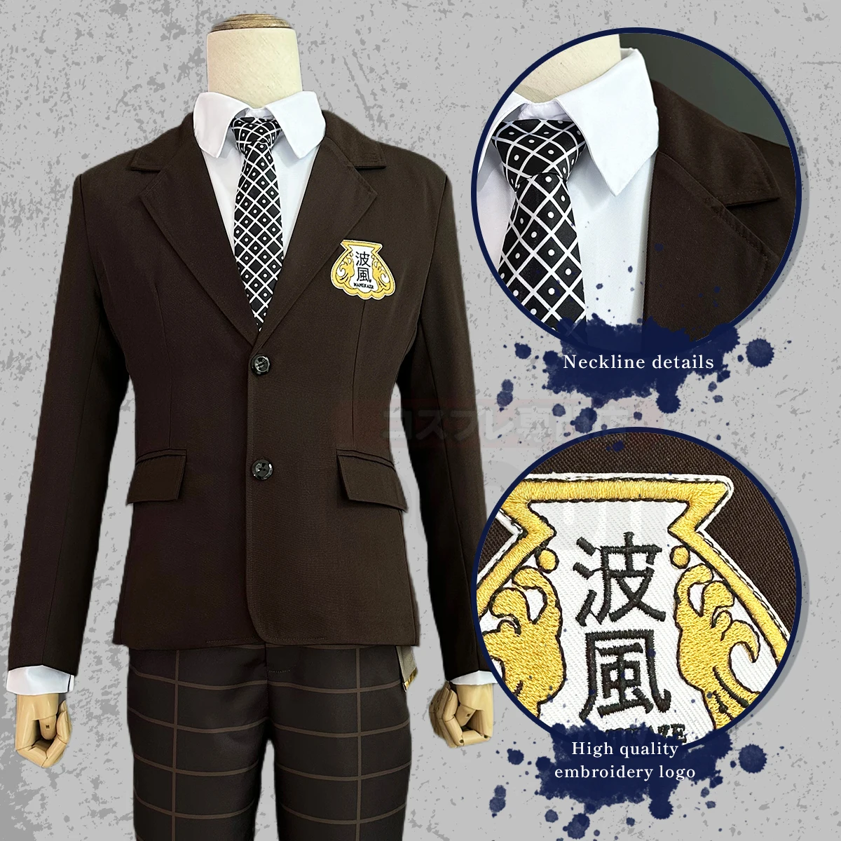 HOLOUN Blue Lock Anime Cosplay Costume Wig Bachira NAMIKAZE High School Uniform DK Embroidery Logo Suit Rose Net Sythetic Fibers