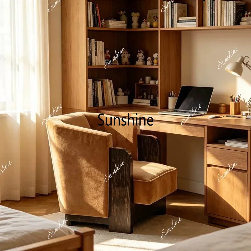 French retro simple wind single sofa chair solid wood arc armchairTJ