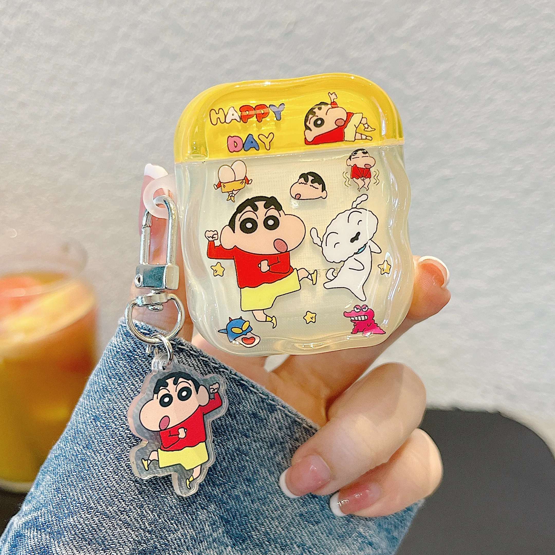 Popular Anime With Crayon Shin-chan&Nohara Shiro Dancing Together Earphones Case For Airpods 1/2,3,4,Pro 3 2 With Keychain Cover