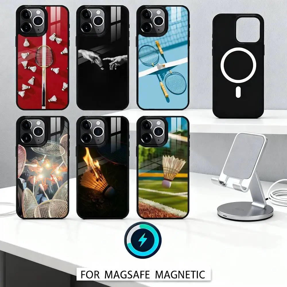 

S-Sports C-Cool Badminton Design Phone Case For iPhone 16,15,14,13,12,Pro,Max For Magsafe Magnetic Wireless Charging