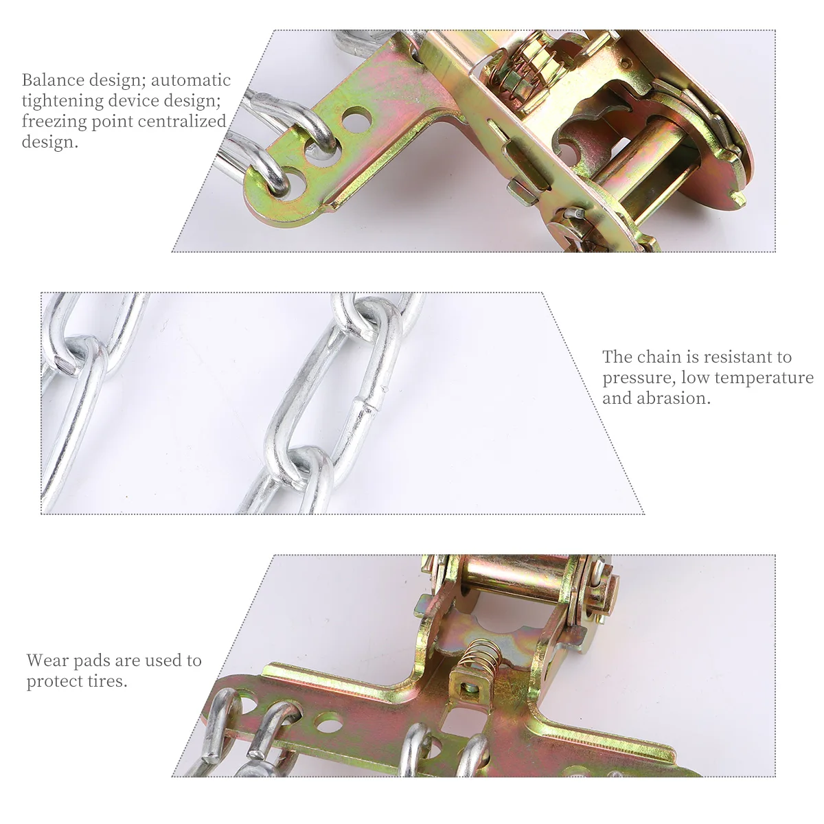 

3 Chains Snow Universal Car Wheel Anti Skid Vehicle Ice Chain SUV Winter Tire Strap Balance Design Automatic Tightener